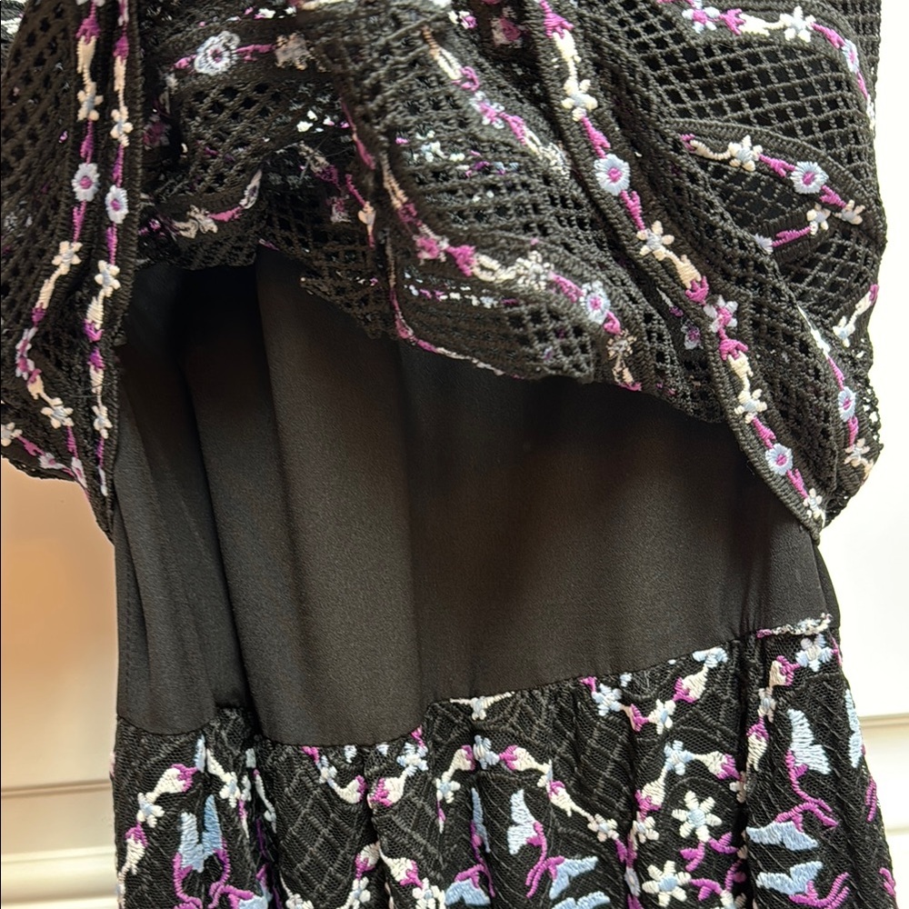 Sandro Paris Black and Multi colored Ruffled Tiered Maxi Dress - Picture 9 of 15